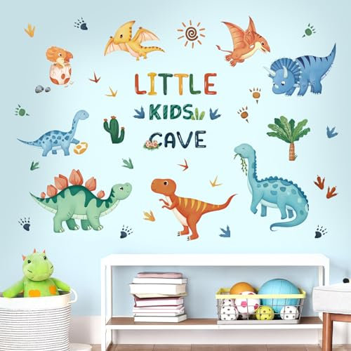 decalmile Wandtattoo Aquarell Dinosaurier Wandaufkleber Dino Tiere Kinder Wandsticker Babyzimmer Kinderzimmer Jungen Wanddeko