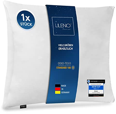 LILENO HOME Microfaser Kissen 80x80 cm Premium (850g Füllung) [1er Set] bis 95 Grad waschbar mit Reißverschluss - Kopfkissen 80x80 cm als Kissen-Füllung für Bett - Deko-Sofa-Kissen
