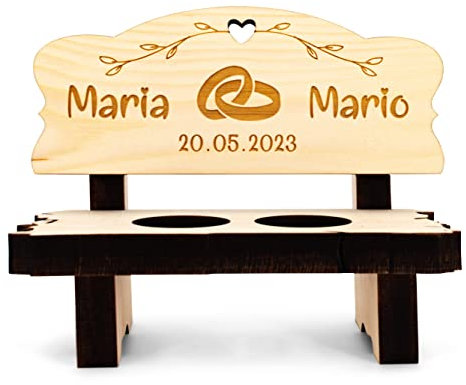 sagl.tirol Holz Schnapsbank mit Gravur und Schnapsgläser [100% Natur] Hochzeitsgeschenke für Brautpaar I Hochzeitsgeschenke I Geschenke für Paare I Paar Geschenke I (personalisiert Hochzeit)