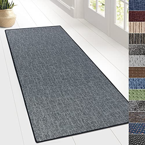 KARAT Teppich Läufer für Küche, Flur & Wohnraum - Teppichläufer auf Maß - Meterware - Flurteppich - Küchenläufer - Wohnzimmer Teppich (80 x 400 cm, Alto - Hellblau)