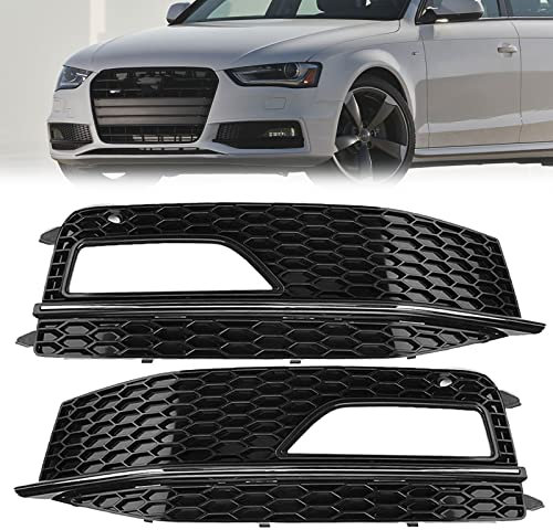 NOZADO ABS Schwarz Stoßstange Gitter Abdeckung Blende for Audi A4 B8 S4 Sline Facelift 2013 2014 2015 Nebelscheinwerfer Frontstoßstangen Grill Stoßfängergitter Lampenabdeckung (Size : Black chrome pa