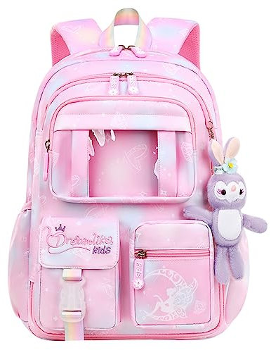 Schulrucksack für Mädchen, Kinder Grundschultaschen Leichte Rucksäcke Kinder Schulranzen Büchertasche Große Kapazität Schultasche Niedlicher Kinderrucksack für 5-12 Jahre
