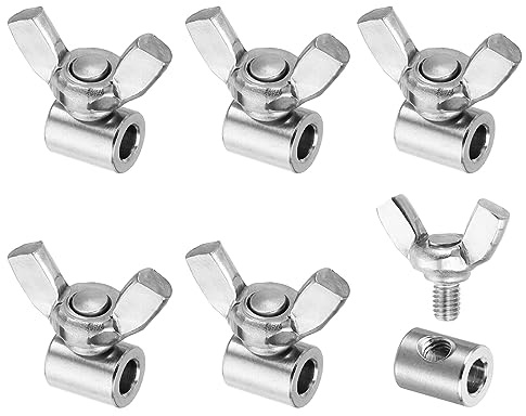 PATIKIL Abrazadera de Cable 4mm Agujero Alambre Cuerda Clips, 6uds 304 Inoxidable Acero Único Agujero Mano Torcido Alambre Abrazaderas Sujetadores Tornillos para Acero Alambre, Plata