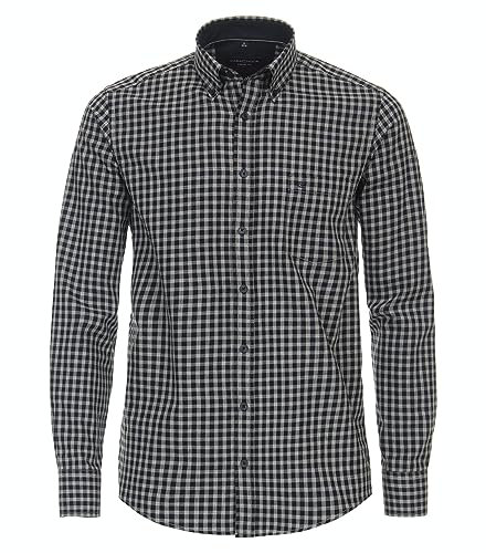 CASAMODA Flanellhemd Langarm kariert Casual Fit graues Dunkelblau XXL