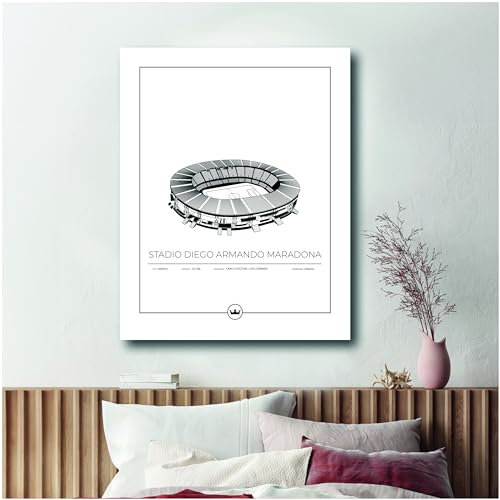 Sverigemotiv Fußballstadion-Wandkunstdruck - Fußballgeschenke für Jungen, Mädchen, Männer, Fans – Heimat der besten Bundesliga Fußballmannschaften (Napoli - Diego Armando Maradona Stadium, 40x50 cm)