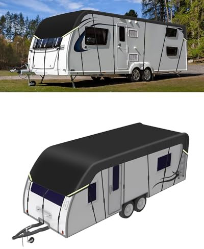 SUPAREE 210D Oxford-Stoff Wohnmobil Schutzhülle Wohnwagen Abdeckplane Winter Abdeckplane Wohnwagen Wasserdicht für Dach Schützt vor Staub, Feuchtigkeit und UV-Strahlung (7,5m x 3m)