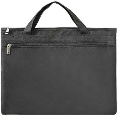Porte-Documents étanche à Fermeture éclair, Sac à Documents Portable de Grande capacité en Tissu Oxford avec Poignée pour le Bureau D'affaires (Noir)