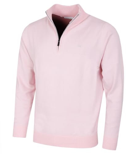 Calvin Klein Mens Campus 1/2 Zip Sweater - Baby Pink - XXXL