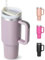HNCY Thermobecher mit Strohhalm 1180ML, Termokaffeebecher to go, Trinkbecher mit Deckel und Strohhalm, Edelstahl Isolierbecher mit Griff, Tumbler Cup für Kalte Heiße Getränke Thermo Becher