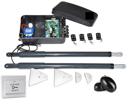 Automatic Sliding Gate Opener, 12VDC 220VAC Swing Gate Motor Telescopic Motorization Kit for Double Leaf Gate Support Back-up Battery Y Solar Powered Security System Kit for Sliding Gate(Kit4)