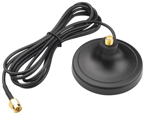 BOOBRIE DC-3000MHz SMA Female Magnetic Antenna Base with 1.6M RG174 SMA Male Connector WiFi Antenna Extension Coaxial Cable for WiFi VHF LoRa IoT 4G GSM Suction Cup Mount