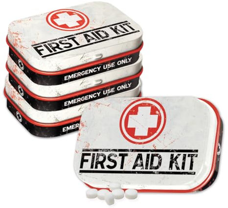 Nostalgic-Art Retro Pillendose, 4 x 6 x 1,6 cm, First Aid Kit – Classic (4er-Set) – Geschenk-Idee für Nostalgie-Fans, mit Pfefferminz-Dragees, Vintage Design