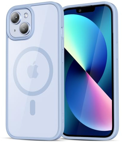 LoeoeL for iPhone 13 Case Clear Mag Safe, Ultra Thin Slim Cover Magnetic Compatible with Magsafe Phone Case for Women Men Girl, Cute Soft TPU Silicone & Transparent Hard Plastic, Light Blue