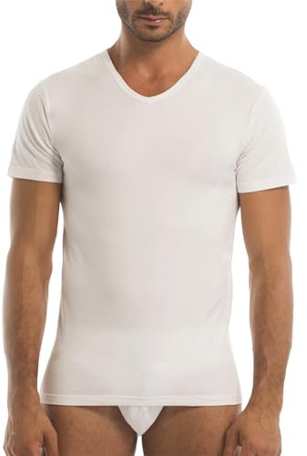 GARDA - 3pz T-Shirt Uomo Mezza Manica, Collo a V, Intimo Uomo 100% Cotone Pettinato Art. 0026 (Bianco, 3/S)