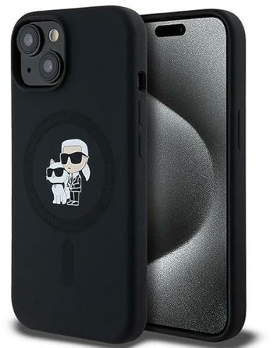 CG MOBILE Karl Lagerfeld KLHMP15MSCMKCRHK Hülle für iPhone 15 Plus / 14 Plus 6.7 Schwarz hardcase Silicone Karl & Choupette