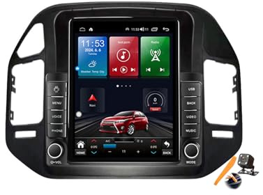 Schwarz,TS300,YLOXFW Autoradio Android 14.0 Navi 2 Din Stereo für Pajero V60 V68 V73 1999-2011 Sat GPS Navigation 9.7 zoll Cartablet DVD Multimedia Player FM BT Receiver mit Carplay 4G 5G WIFI DSP SWC