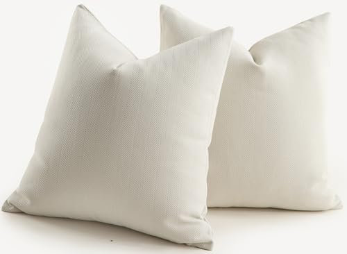 Mandioo 2er Set Kissenbezug 60x60 cm Cremeweiß Chenille Kissenbezüge weich Gemütlich langlebig modern Zierkissenbezug Dekokissen Kissenhülle für Sofa Wohnzimmer Schlafzimmer