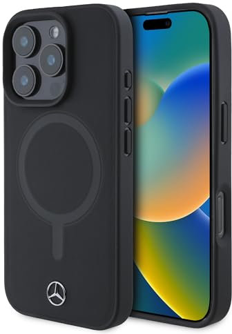 CG MOBILE Mercedes-Benz Hülle Kompatible mit iPhone 16 Pro Back-Cover hul - Kompatible mit mit Magsafe Plain Smooth - Schwarz