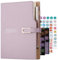 Agenda accademica 2025, formato A5, un giorno per pagina, in carta spessa resistente, con adesivi, calendario, passante per penna e penna, 14 x 21,5 cm (viola)