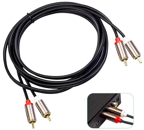 brileze 2RCA to 2RCA Cable 2M, Gold-Plated 2 RCA Male to 2 RCA Male 2 RCA Audio Cable Stereo Audio Cable for Amplifier, Active Speakers, Home Theater, HDTV, Gaming Consoles, Hi-Fi Systems