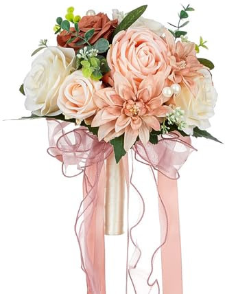 JUOPZKENN Fiori di Rose Artificiali, Bouquet da Sposa per la Sposa, Damigella D'onore, Autunno, Bouquet da Damigella D'onore, Bouquet da Sposa, Decorazione di Nozze