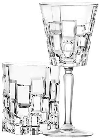 Sicignano Set mit 6 Gläsern, CL.28, mit 6 Ätna-Gläsern, für Wein, Wasser, Whisky, Spirituosen, Cocktails, umweltfreundliches Kristallglas, transparent, robust, für den täglichen Gebrauch, für Zuhause,