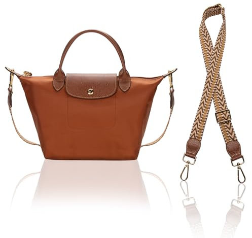 DOMAT Crossbody Tote Bag für Frauen Männer, Große Kapazität Top-Griff Tasche, Nylon Reisetasche mit Zwei-Wege-Verschluss, Schulter Geldbörse mit verstellbarem Riemen (Braun (Medium Size))