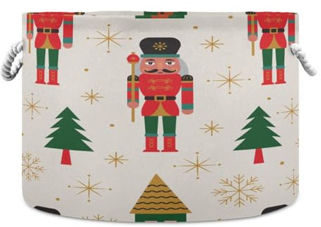 Ttgoth Christmas Nutcracker Cotton Rope Basket Dog Toy Basket Dog Stuffs Storage Bin Pet Accessories Organizer Baby Blanket Basket Laundry Basket with Handles