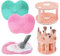 PXBSNB 3 Stück Silikon Make Up Pinsel Reinigungsmatte, Silikon Make Up Pinsel Reiniger, Make-Up Pinsel Scrubber Matte, Tragbares Make Up Brush Cleaner mit Saugnapf(Grün+Rosa)