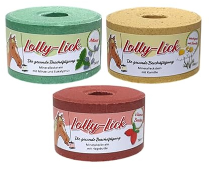 Horse Treats – Lolly-Lick PRO IMMUNE 3-Pack with Vitamin Boost, Mint & Chamomile – Natural Horse Treats for Box, Paddock, Stall – Includes FREE Hanging Rope – Healthy Licks