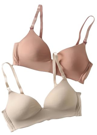 Envie DE FRAISELot de 2 Soutiens-Gorge Grossesse et Allaitement en Microfibre et dentellebeige90E