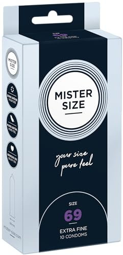 MISTER SIZE Kondome – Extra Dünn & Hauchzart – Gefühlsecht & Extra Feucht – Perfekte Passform – Aus Naturkautschuk-Latex für Natürliches Gefühl & Höchste Sicherheit (10er Pack, 69mm)