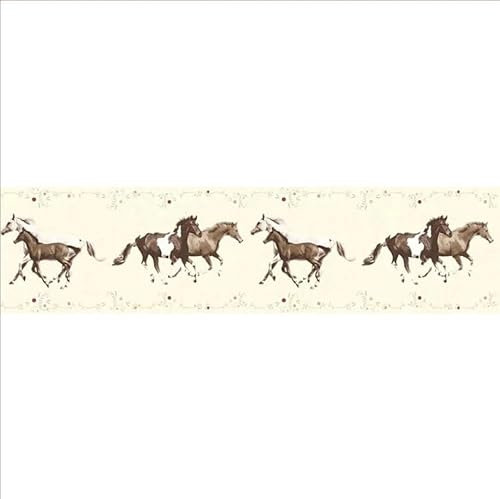 YöL Running Horses - Neutral Background Slightly Textured - Wallpaper Border