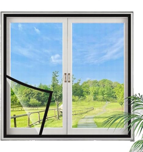Window Net, Fly Screens for Windows Zipper 90x120cm, Insect-Proof Netting Protects Against Flies, Mosquitoes, Spiders, Durable & Reusable Mesh Screen for All Window Types