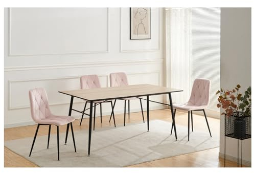 HTI living Stuhl Mesa Eco 4er-Set Velvet Rosa Esszimmerstuhl Samt
