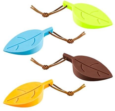 Bojueshaw 4pcs Silicone Door Stopper Wedges,Non-Slip Doorstop,Colorful Leaf-Shaped Finger Protectors for Home & Office(4 Colours)