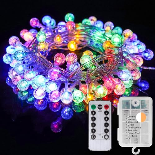Catena Luminosa 11 Metri 100 Led Stringa Luci a Batteria Impermeabile illuminazione Esterno ed Interno Globo di Luci per Natale Matrimonio Decorative Festa Giardino
