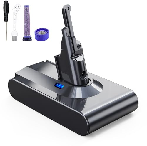 EVARY 8000mAh Replacement Battery for Dyson V8 Battery Compatible with Dyson Vacuum Cleaner Series Absolute Animal Motorhead Absolute Pro SV10(2*Filter)