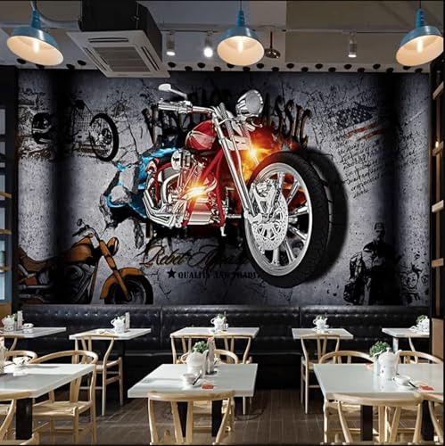 Individuelle 3D-Tapeten,Motorrad-,Ktv- Und Restaurantmotive,Fotoposter,Heimdekoration Tapete Fototapete 3D Effekt Wandtapete-200X150Cm