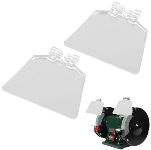 2 Pack Bench Grinder Eye Protection Shields Transparent Replacement Guards | Impact-resistant clear material, blocks debris & sparks, tool-free fit, hard-wearing for long workshop service life.