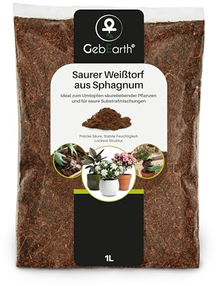 GebEarth® | Torba Bionda Acida di Sfagno【1L】 | Ideale per Ortensie, Azalee, Mirtilli e Piante Carnivore | Torba bionda Fibrosa e pH Acido per una Crescita Sana.