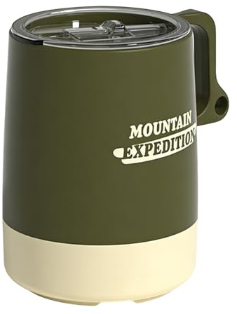 Dreuhuing Mug de Camping pour Café | Poignée Anti-Dérapante Grande Capacité avec Couvercle,Mug de Camping Portable avec Couvercle - Pour Intérieur Extérieur Voyage Randonnée Backpacking Pêche Escalade