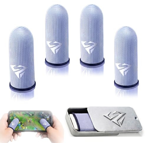 4 fundas para dedos para juegos con pantalla táctil - funda para dedos de fibra plateada para juegos - guantes para dedos sedosos, transpirables y antisudor - plateada