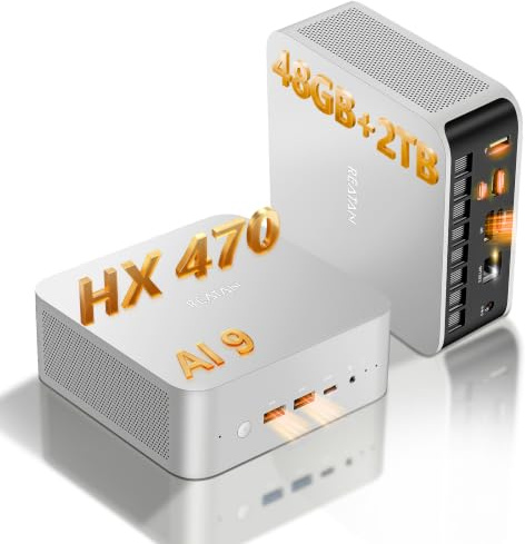 Reatan X8 Mini-PC, AMD Ryzen AI 9 HX 470 (12C/24T, fino a 5,2 GHz, 86 TOPS),48GB DDR5,2TB SSD,Radeon 890M,mini computer,Wi-Fi 7 / BT5.4,OCuLink,Doppia USB4/HDMI 2.1/DP 2.0,8K Quad-Schermo