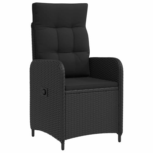 vidaXL Verstellbarer Gartenstuhl Schwarz Poly-Rattan