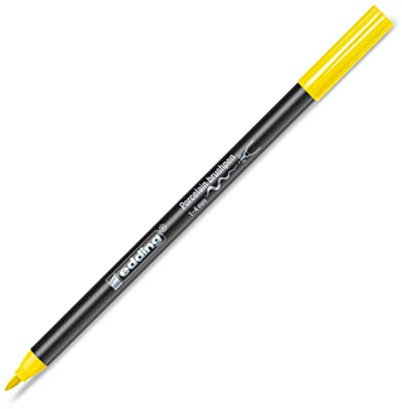 edding 4200 rotulador con punta de pincel para porcelana - amarillo - 1 rotulador - punta de pincel de 1-4mm - para pintar y decorar cerámica - tinta resistente a la luz y lavavajillas, secado rápido
