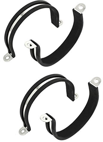 Sourcingmap 60mm Dia Rubber Lined U Shaped 304 Stainless Steel Pipe Clip Hose Clamp 4pcs