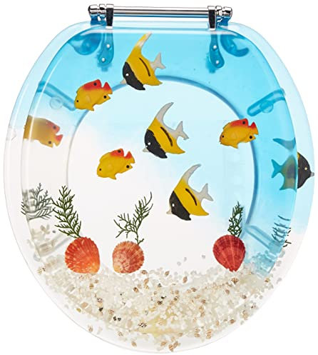 BH Home & Linen Round Fish Toilet Seat WC-Sitz für Aquarium, rund, Polyresin, blau, 43,2 cm