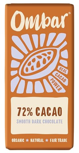 Ombar Vegan Chocolate, 72% Cacao Organic Dark Chocolate 70 g Fairtrade All Natural Ingredients