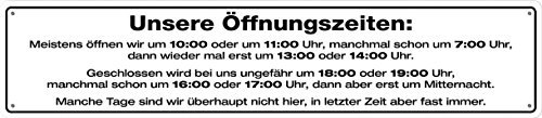 Blechschild Straßenschild UNSERE ÖFFNUNGSZEITEN 46x10 cm STR 146